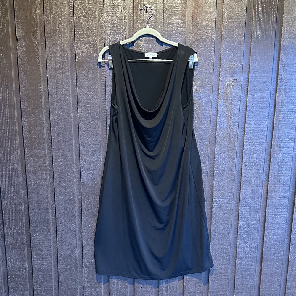 Calvin Klein Black Draped Midi Dress